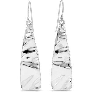 ✨Women's Sterling Silver Tapered Drop Wrinkle Handcrafted Minimalist Earrings
